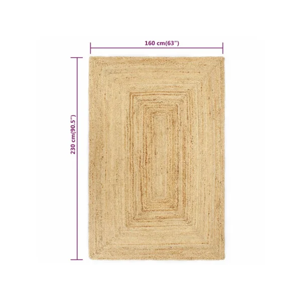 Tapis jute Natural Fait Main 160x230 cm Jute Tressé à la Main Tapis Salon Tapis Chambre