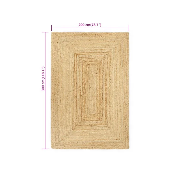Tapis jute Natural Fait Main 200x300 cm Jute Tressé à la Main Tapis Salon Tapis Chambre
