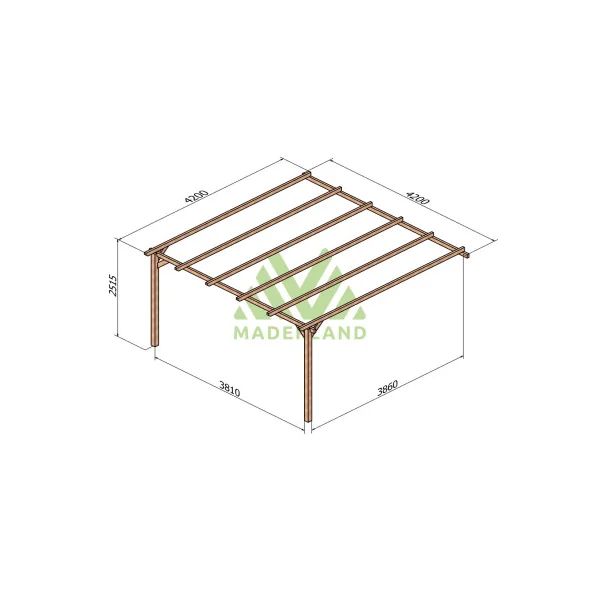 Toit Terrasse Pergolas Adossée 400x400 cm Pin Nordique Massif Autoclave