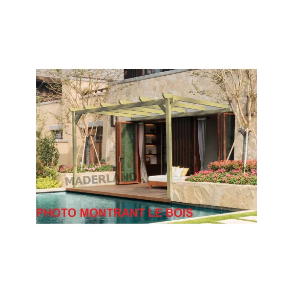 Toit Terrasse Pergolas Adossée 500x400 cm Pin Nordique Massif Autoclave
