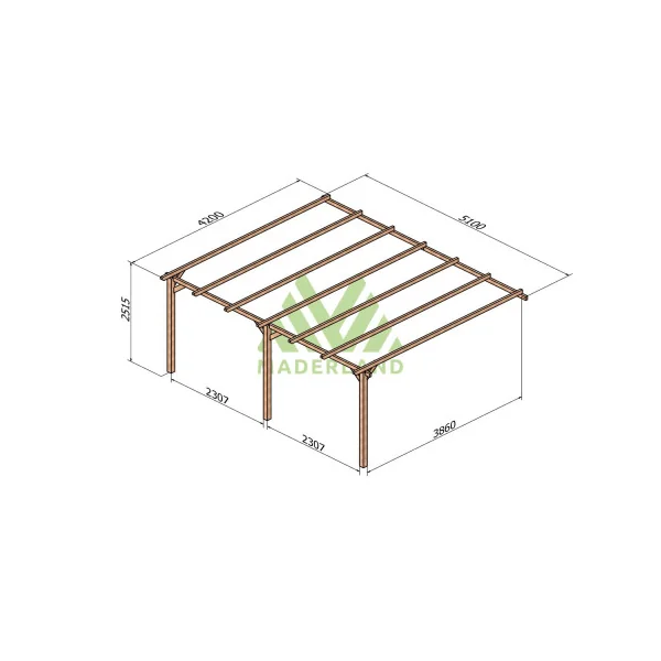 Toit Terrasse Pergolas Adossée 500x400 cm Pin Nordique Massif Autoclave