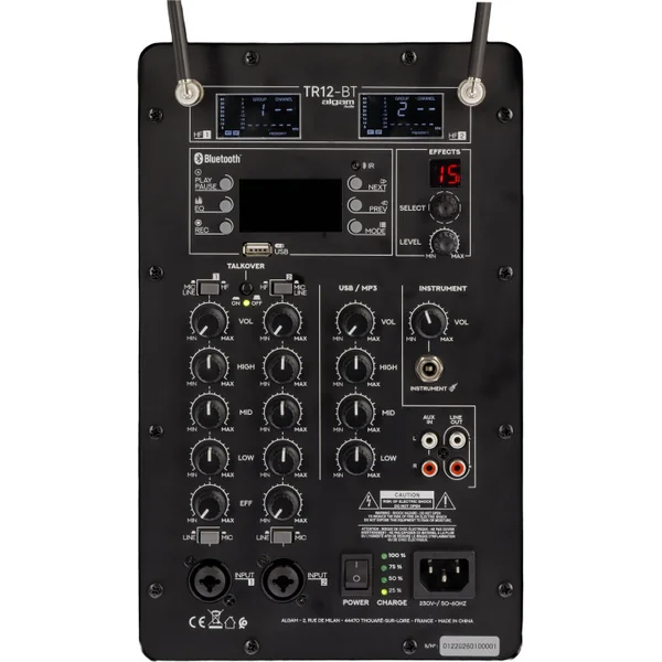 TR12-BT Enceinte amplifiée 120 Watts avec 2 Micros UHF