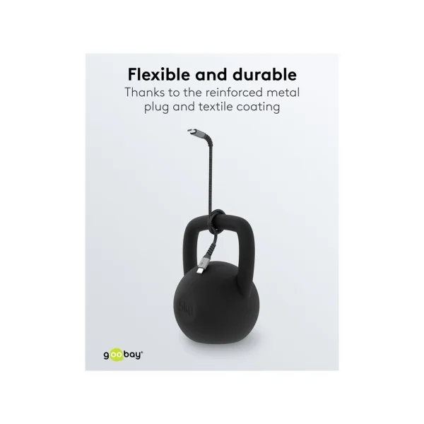 USBC-USBC Goobay Câble USB-C vers USB-C Textile 2m – Charge Rapide 60W avec Connecteurs Métalliques