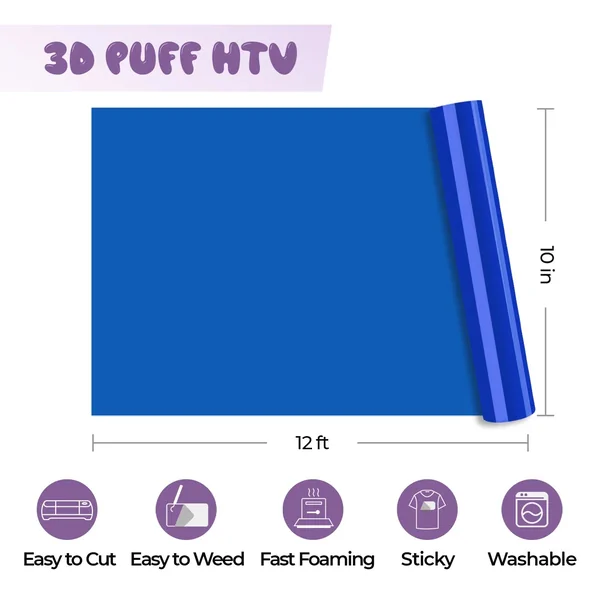 Vinyle gonflable de transfert thermique Navy Puff 3D – compatible avec les lasers