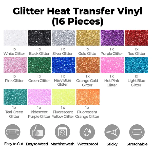 Vinyle à Transfert Éclatant (16 Pièces) – compatible avec les lasers