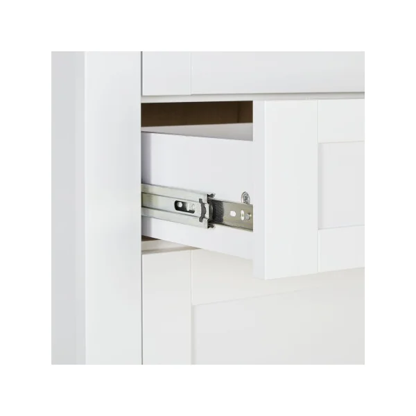 Vitrine de Salon Blanc et Chêne 2 Portes 1 Tiroir Buffet Haut Armoire de Salon Vaisselier