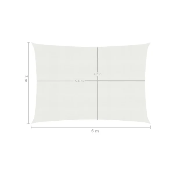 Voile Ombrage 6x3 m Blanc Ombrage Terrasse Voile d'Ombrage de Jardin