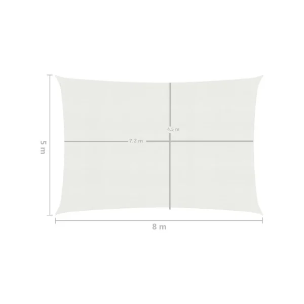Voile Ombrage 8x5 m Blanc Ombrage Terrasse Voile d'Ombrage de Jardin