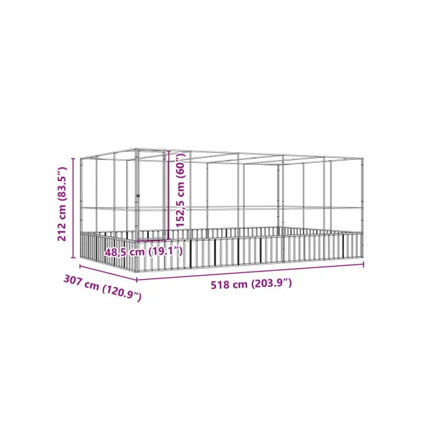 Volière de Jardin en Acier Galvanisé 5,18x3,07x2,12m Volière Métal
