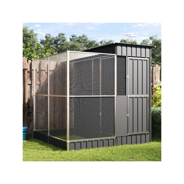Volière de Jardin en Acier Galvanisé avec Abri Volière Métal Petit Modèle