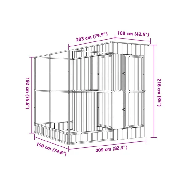Volière de Jardin en Acier Galvanisé avec Abri Volière Métal Petit Modèle
