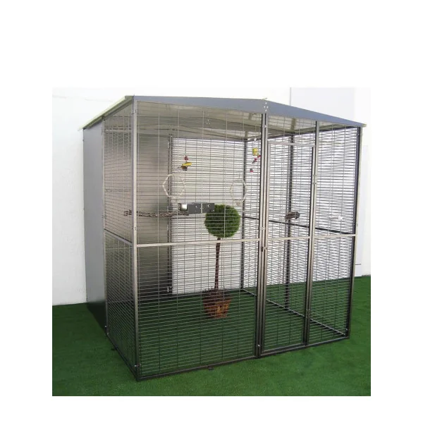 Volière perroquet 2x2x2 m (4 Panneaux Pleins) Volière extérieure maille soudée robuste