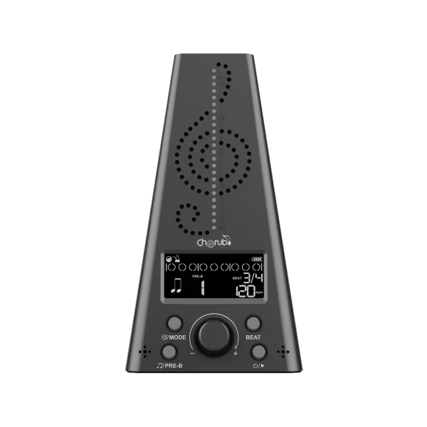 WMT-230-BLK CHERUB - Métronome/accordeur électronique noir, écran lumineux, sortie casque,