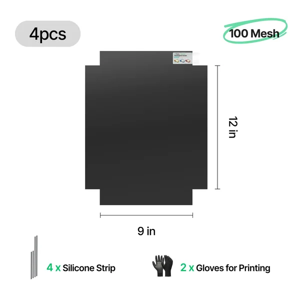 Écran Polyester à Gravure Rapide 100 mailles (4 pièces) 23 cm x 30,5 cm