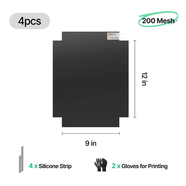 Écran Polyester à Gravure Rapide 200 Mesh (4 pièces) 23 cm x 30,5 cm
