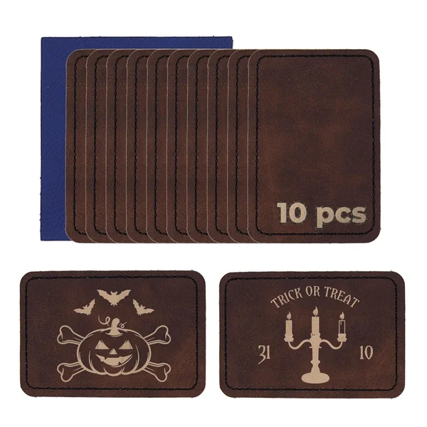 Écusson rectangulaire en simili cuir gravable au laser Marron à Or (10 pièces)
