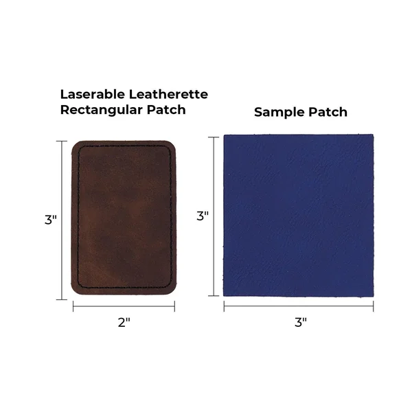 Écusson rectangulaire en simili cuir gravable au laser Marron à Or (10 pièces)