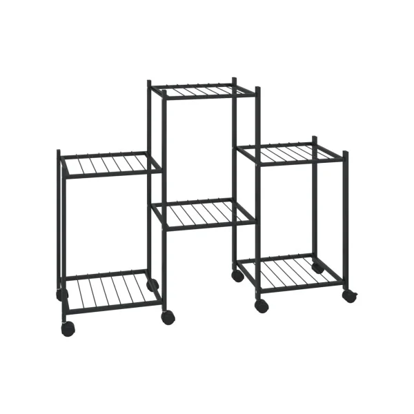 Étagère de Jardin pour Plantes Mobile Métal Noir Support Plantes Pot de fleur Support Extérieur Etagère Plante Intérieure