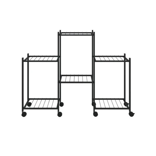Étagère de Jardin pour Plantes Mobile Métal Noir Support Plantes Pot de fleur Support Extérieur Etagère Plante Intérieure
