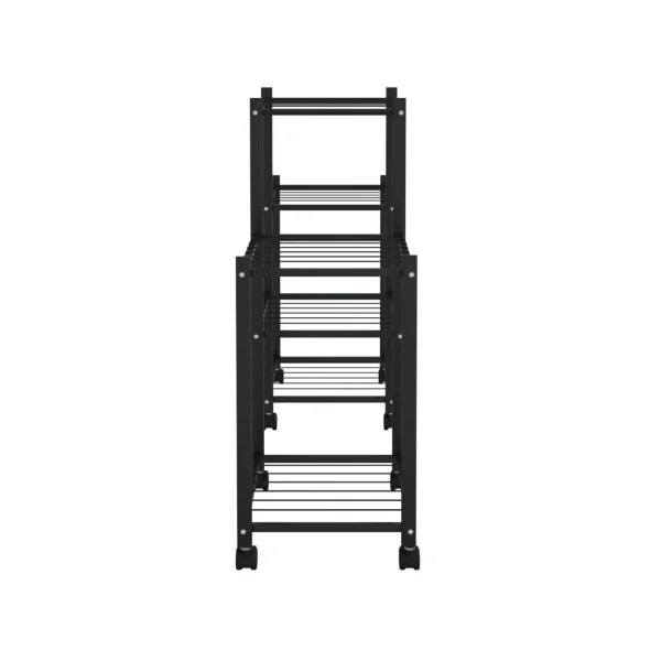 Étagère de Jardin pour Plantes Mobile Métal Noir Support Plantes Pot de fleur Support Extérieur Etagère Plante Intérieure