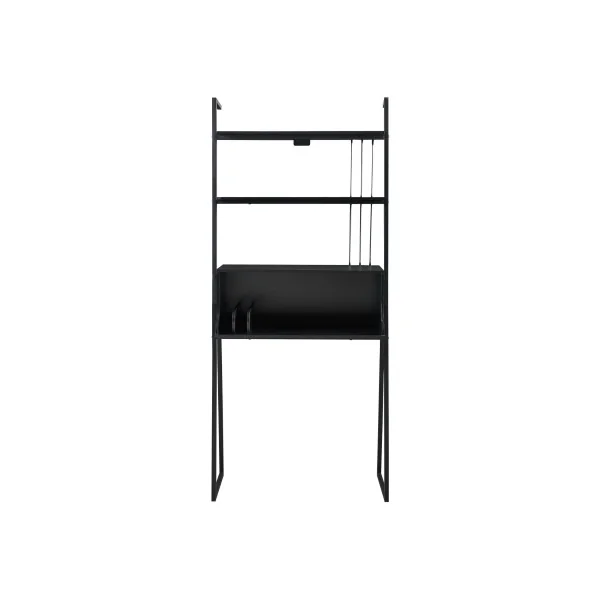 Étagère Echelle Tendance Noir Bois et Acier 4 niveaux Etagère de Rangement Ouverte Moderne