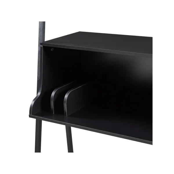 Étagère Echelle Tendance Noir Bois et Acier 4 niveaux Etagère de Rangement Ouverte Moderne