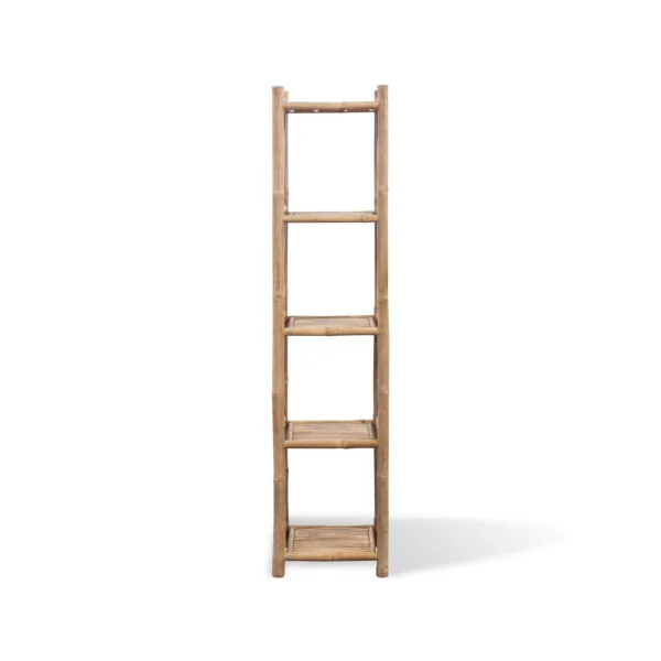 Étagère en Bambou 5 niveaux Intérieur Extérieur Rangement sur 5 Etages Rangement Colonne Salle de Bain