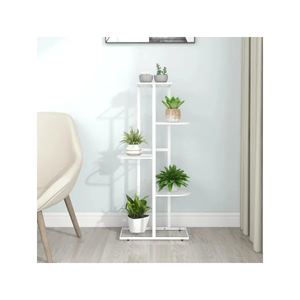 Étagère Jardin Plantes 4 Niveaux Métal Blanc Support Plantes Pot de fleur Support Extérieur Etagère Plante Intérieure