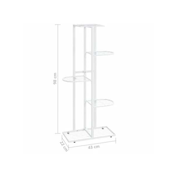 Étagère Jardin Plantes 4 Niveaux Métal Blanc Support Plantes Pot de fleur Support Extérieur Etagère Plante Intérieure