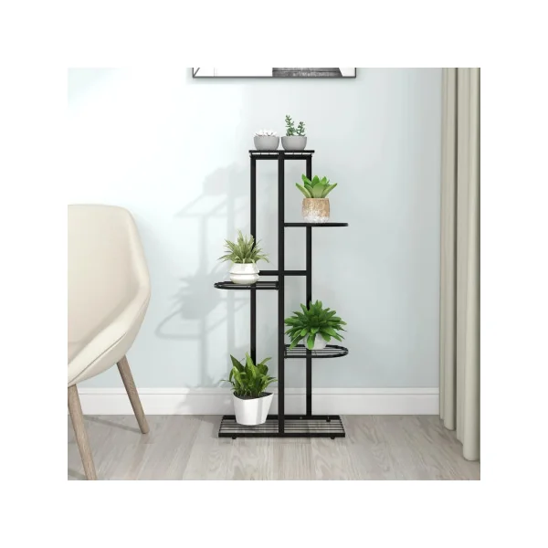 Étagère Jardin Plantes 4 Niveaux Métal Noir Support Plantes Pot de fleur Support Extérieur Etagère Plante Intérieure