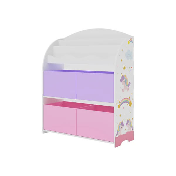 Étagère Livres Licornes 4 Compartiments de Rangement Meuble Enfant Rangement Jouet